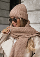 Mütze z wełną merino Snowfall Charm Beige