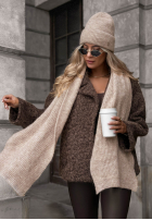 Mütze z wełną merino Snowfall Charm Beige