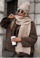 Mütze z wełną merino Snowfall Charm Beige