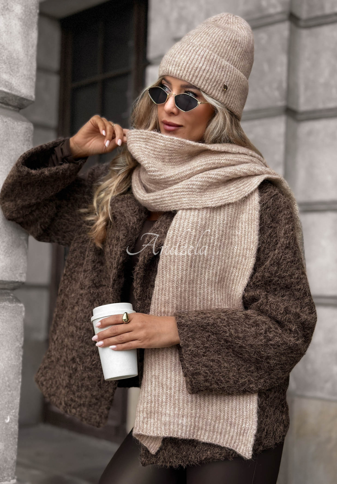 Schal aus Merinowolle und Mohair Snowfall Charm Beige
