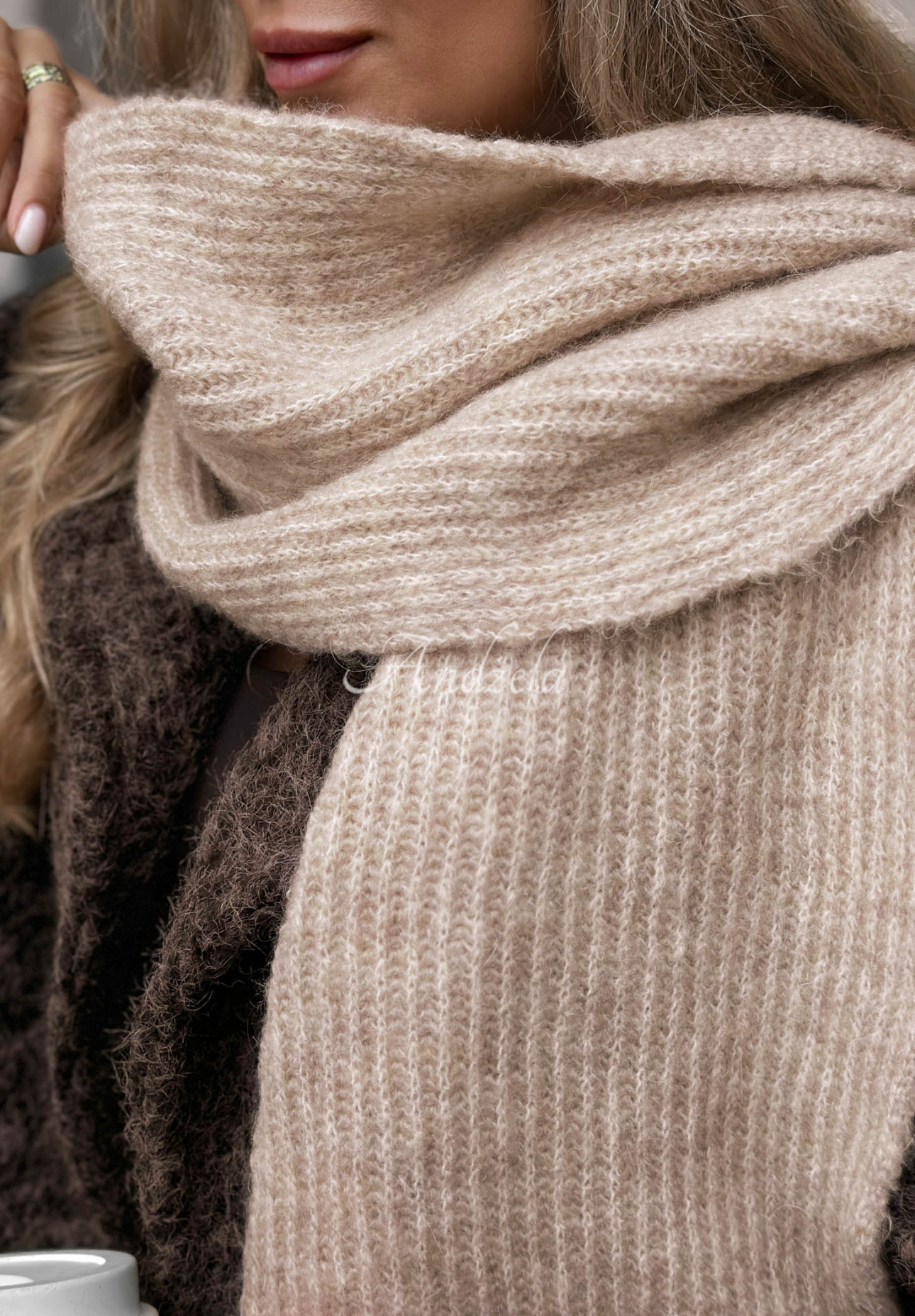 Schal aus Merinowolle und Mohair Snowfall Charm Beige