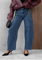 Hose Jeans wide leg z ozdobnymi guzikami Autumn Femme Blau