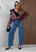 Hose Jeans wide leg z ozdobnymi guzikami Autumn Femme Blau