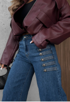 Hose Jeans wide leg z ozdobnymi guzikami Autumn Femme Blau