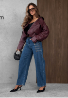 Hose Jeans wide leg z ozdobnymi guzikami Autumn Femme Blau