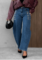 Hose Jeans wide leg z ozdobnymi guzikami Autumn Femme Blau