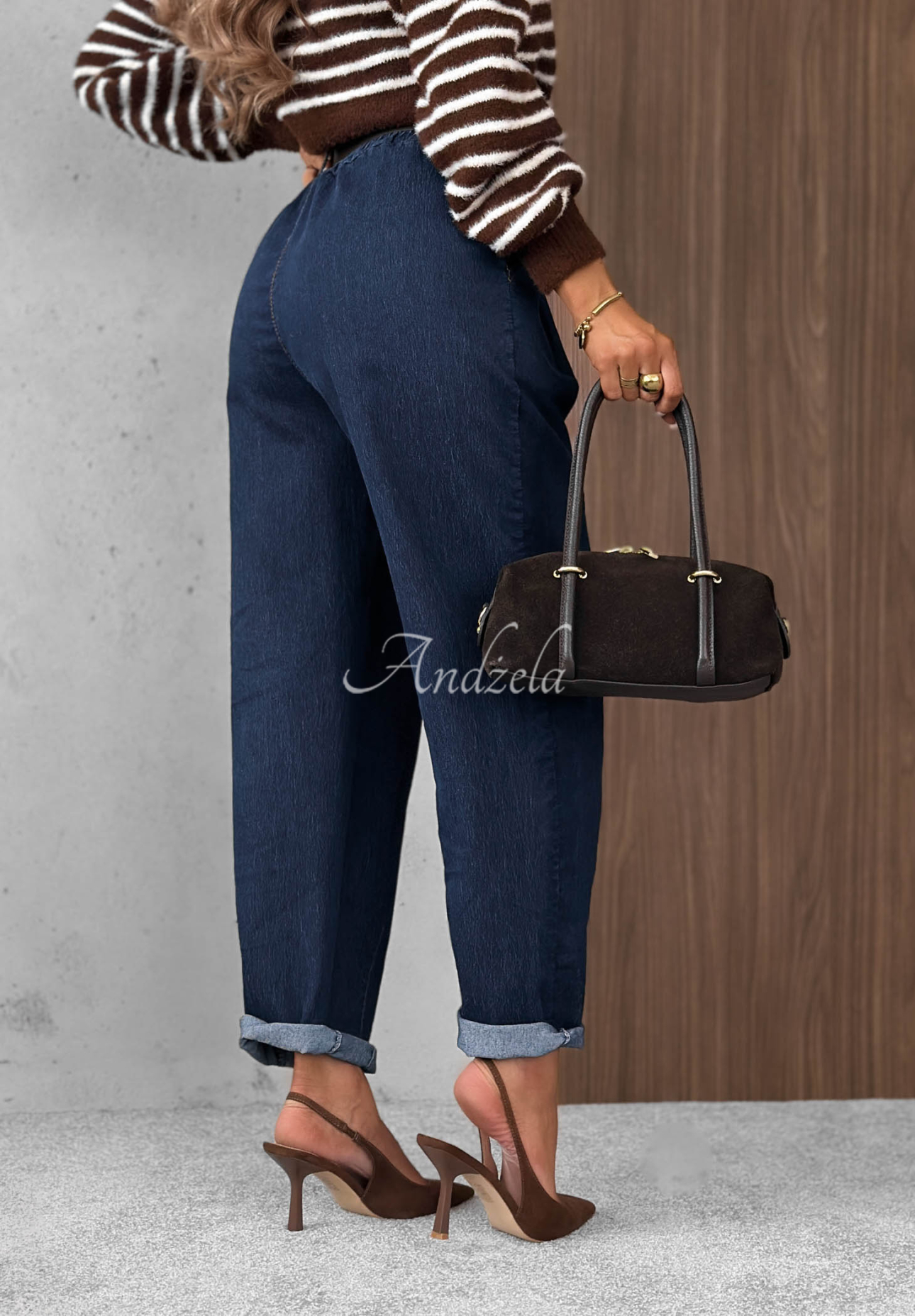Mom-Fit Jeans mit Gürtel Modern Shape Dunkelblau