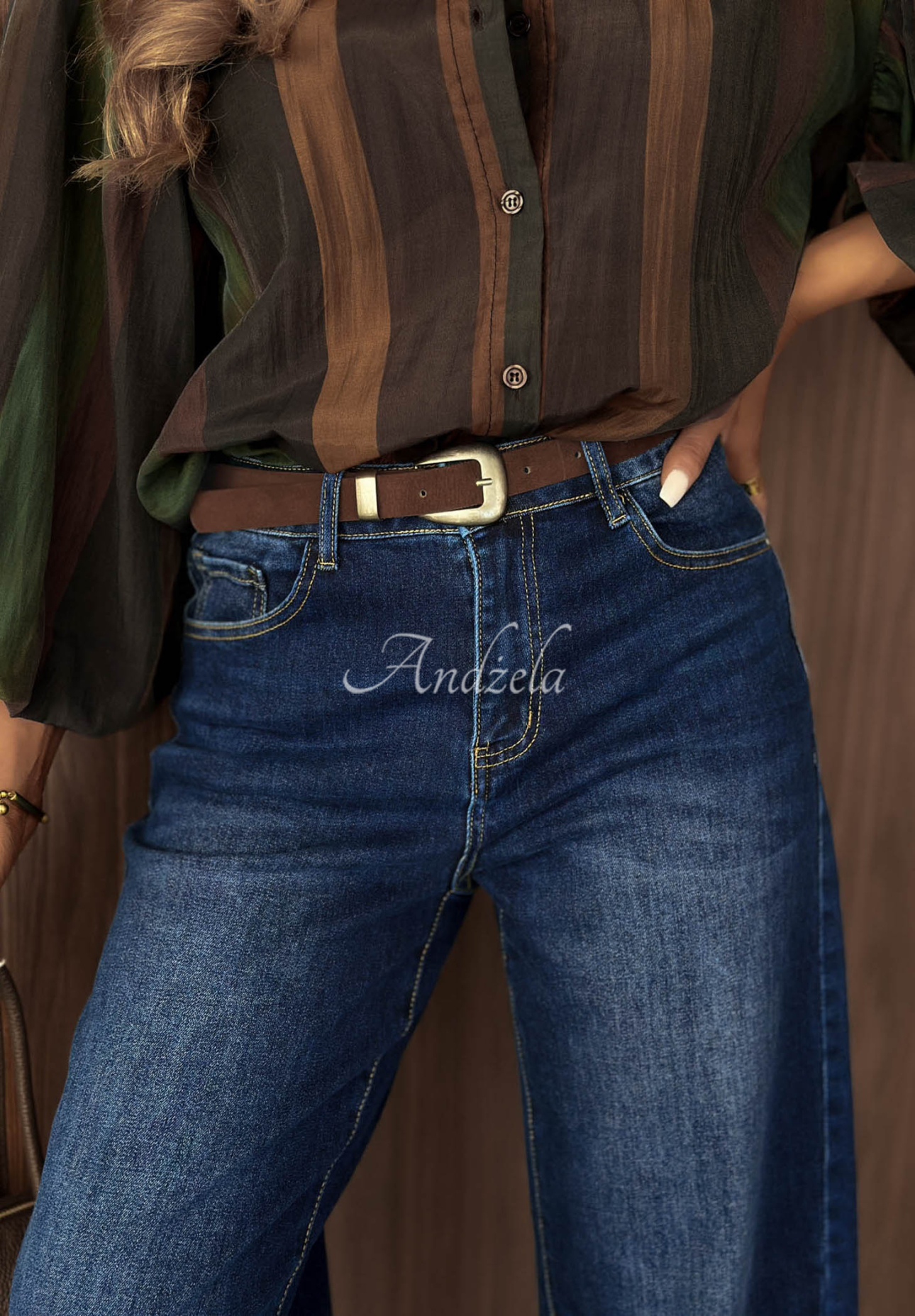 Baggy Jeans mit Gürtel Something More dunkelblau