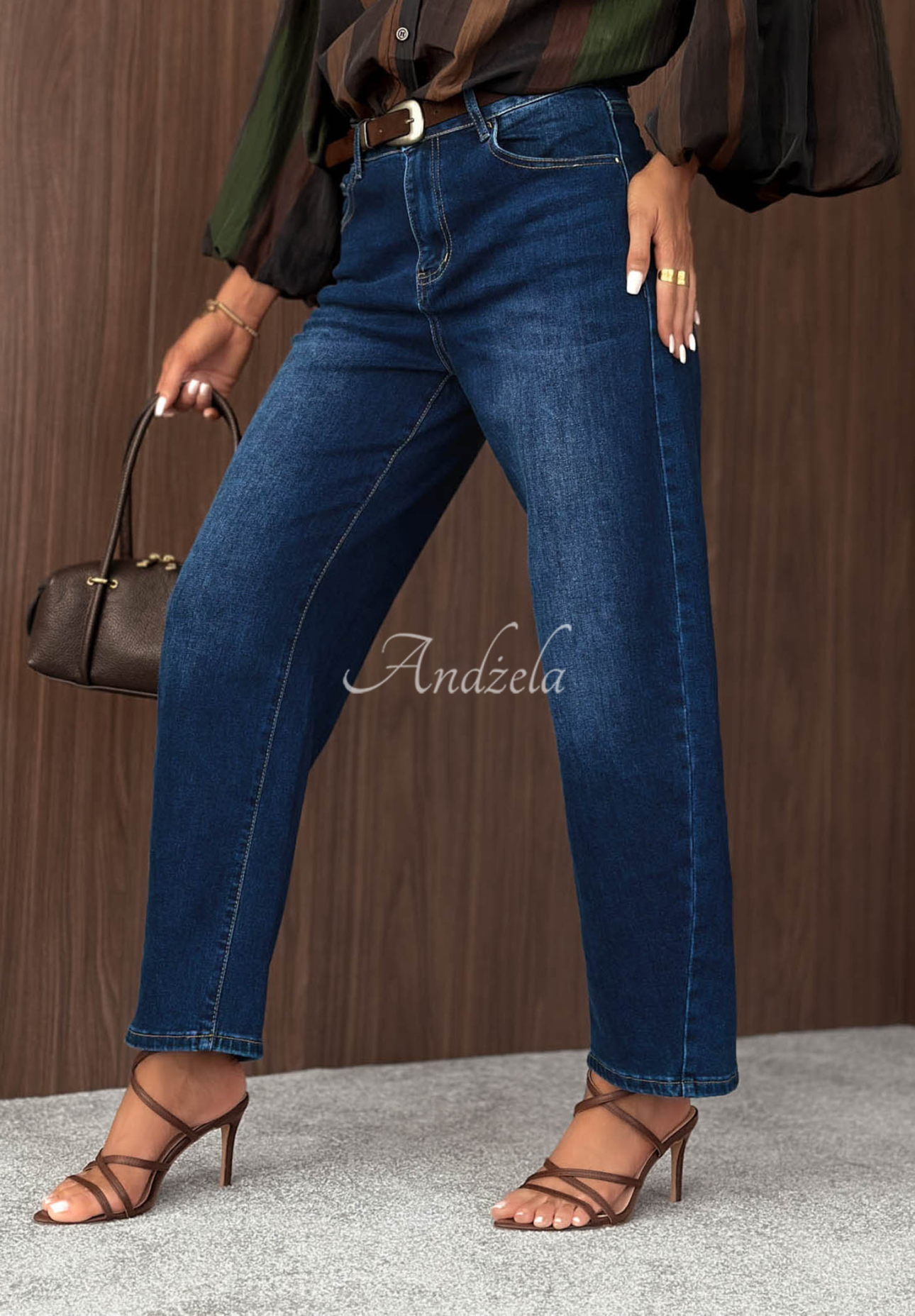 Baggy Jeans mit Gürtel Something More dunkelblau