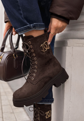 Wildleder-Ankle-Boots mit Schnürung Before The Rain Schokoladenbraun
