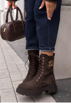 zamszowe Stiefeletten ze sznurowaniem Before The Rain Schokoladenbraun