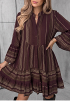 Kleid z falbankami w paski Misty Avenue Pflaumenfarben