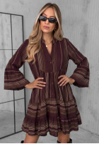 Kleid z falbankami w paski Misty Avenue Pflaumenfarben