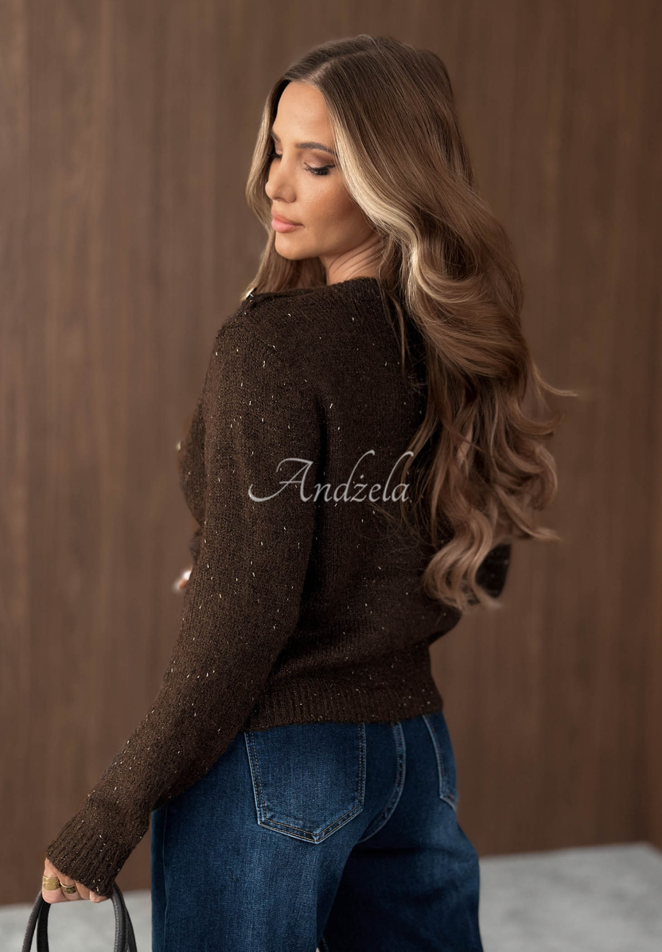 Strickjacke mit Zierknöpfen und Wollanteil Caramel Kiss Schokoladenbraun