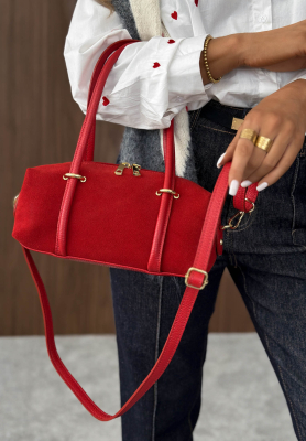 Wildlederhandtasche Morning Elegance Rot