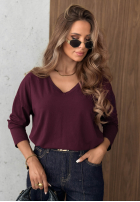 Bluse longsleeve z dekoltem w serek Daily Style Burgunderrot