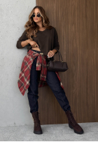 Bluse longsleeve z dekoltem w serek Daily Style Burgunderrot