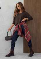 Bluse longsleeve z dekoltem w serek Daily Style Burgunderrot