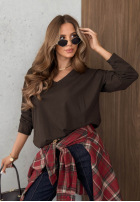 Bluse longsleeve z dekoltem w serek Daily Style Burgunderrot
