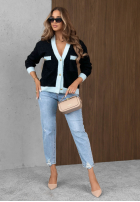 Krótki Cardigan z kieszeniami Favorite One granatowo-Himmelblau