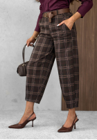 Material Hose mom fit w kratę z paskiem Warm Desire Schokoladenbraun