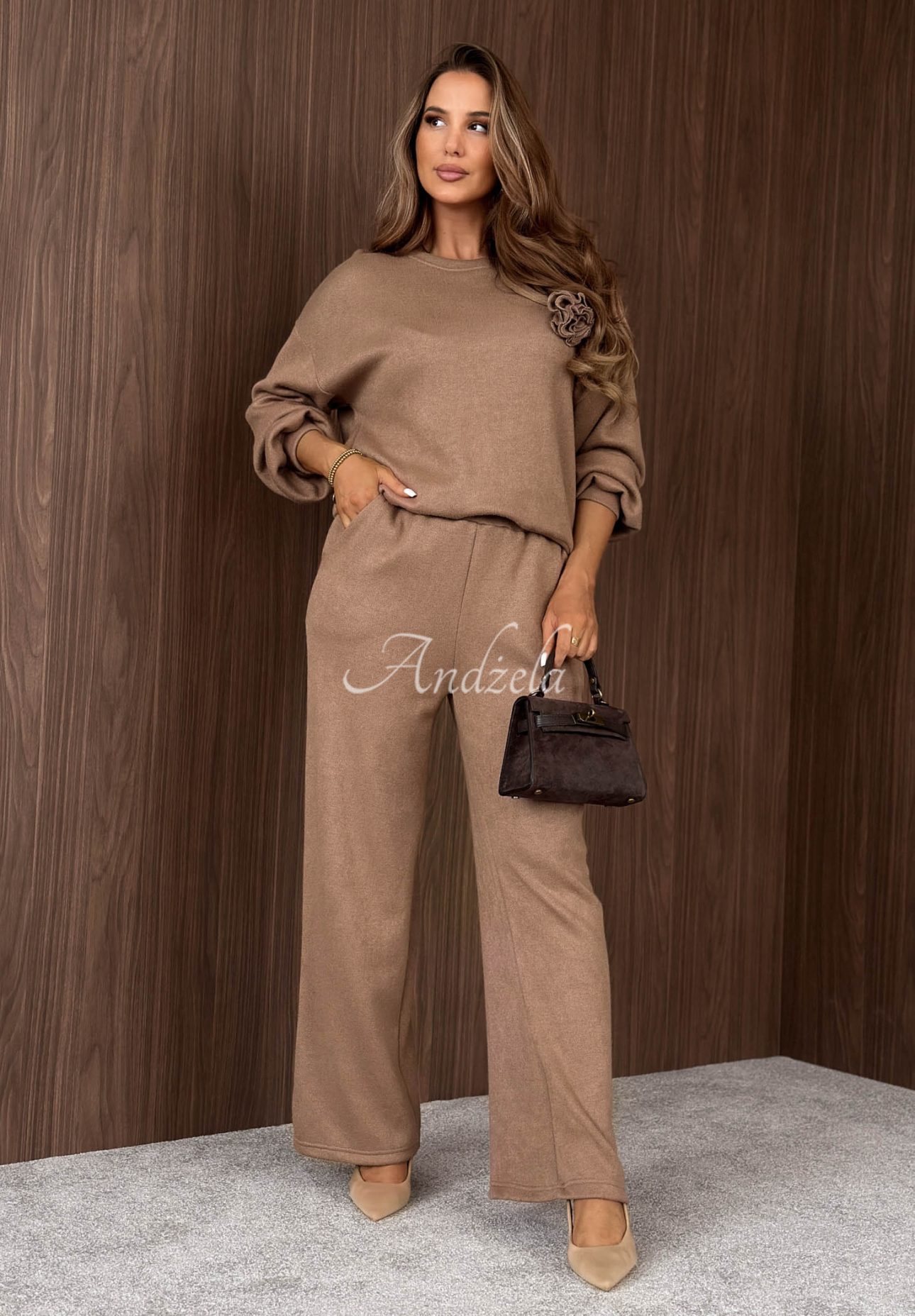 Strick-Set mit Blumenmuster aus Viskose Feels Different Beige