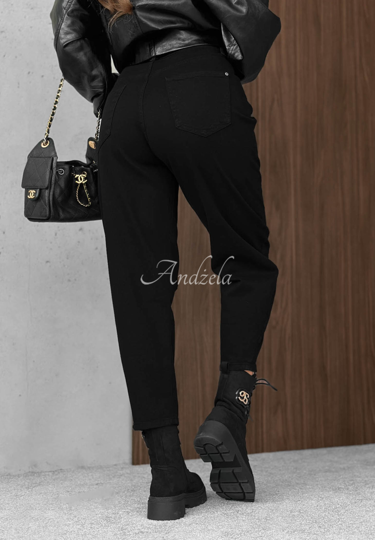 Bananenjeans mit Gürtel Dune Denim Schwarz