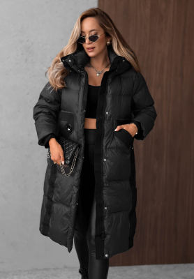 Lange Daunenjacke mit Steppung Need You Schwarz