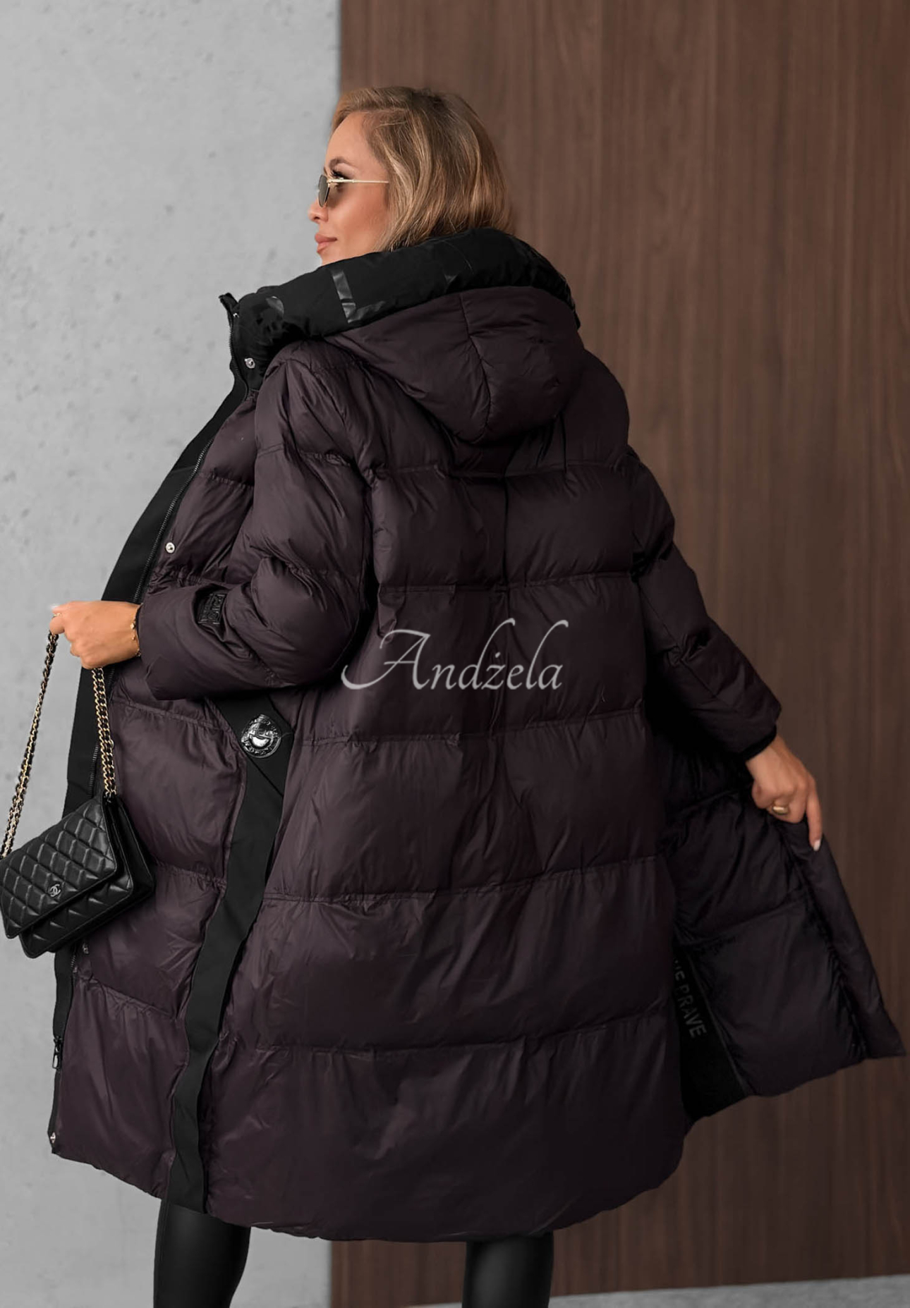Lange Daunenjacke mit Steppung Need You Pflaumenfarben