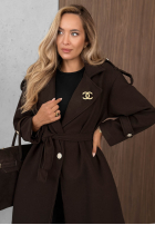 Długi Mantel z kołnierzem i paskiem Autumn Daydream Camel