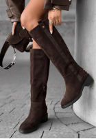 Lange zamszowe Stiefel Amber Step Schokoladenbraun