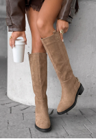Lange zamszowe Stiefel Amber Step Schokoladenbraun
