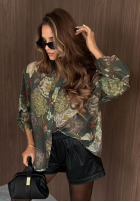 Lekka Hemd w kwiaty Fall Bloom Khaki