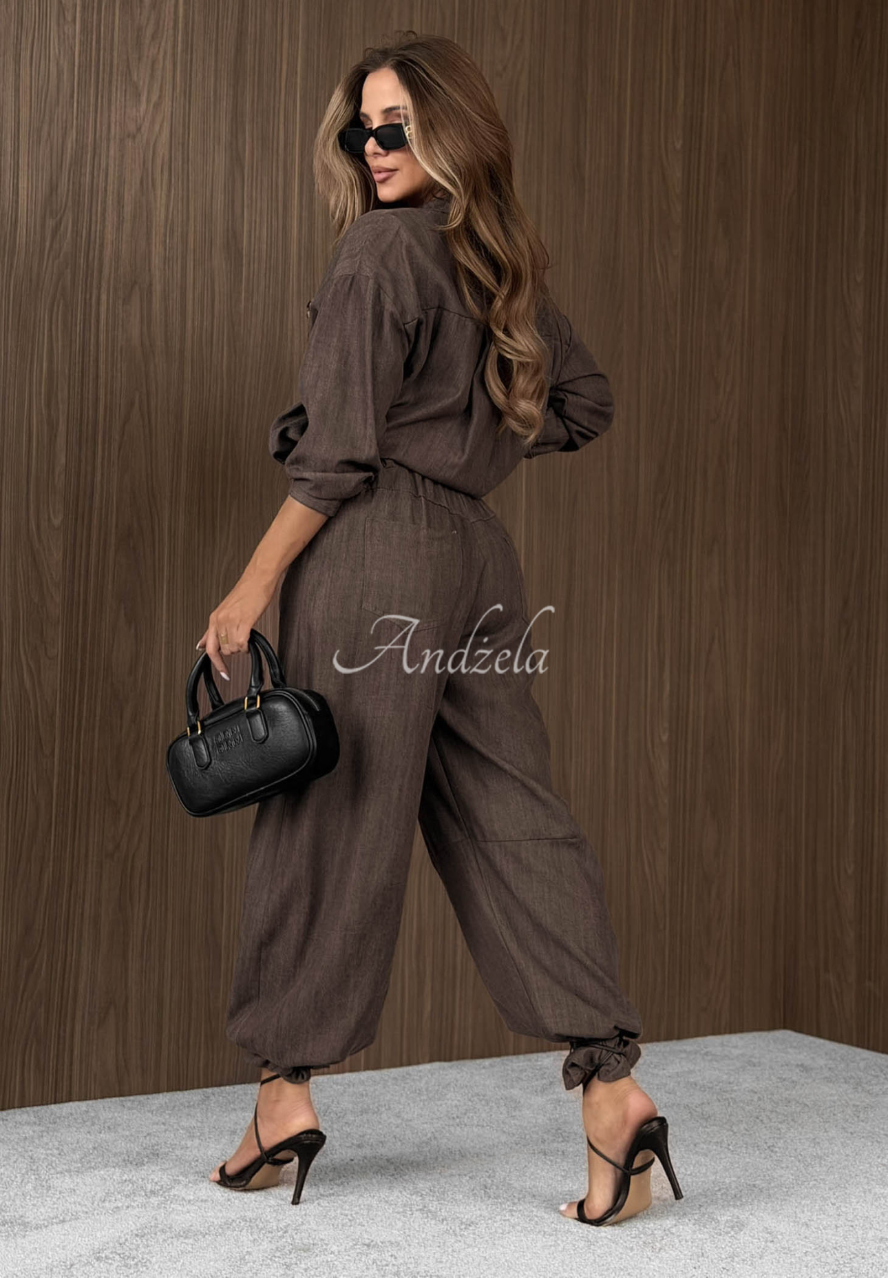 Stoffhose mit Gürtel aus Lyocell Fall Whisper Schokoladenbraun