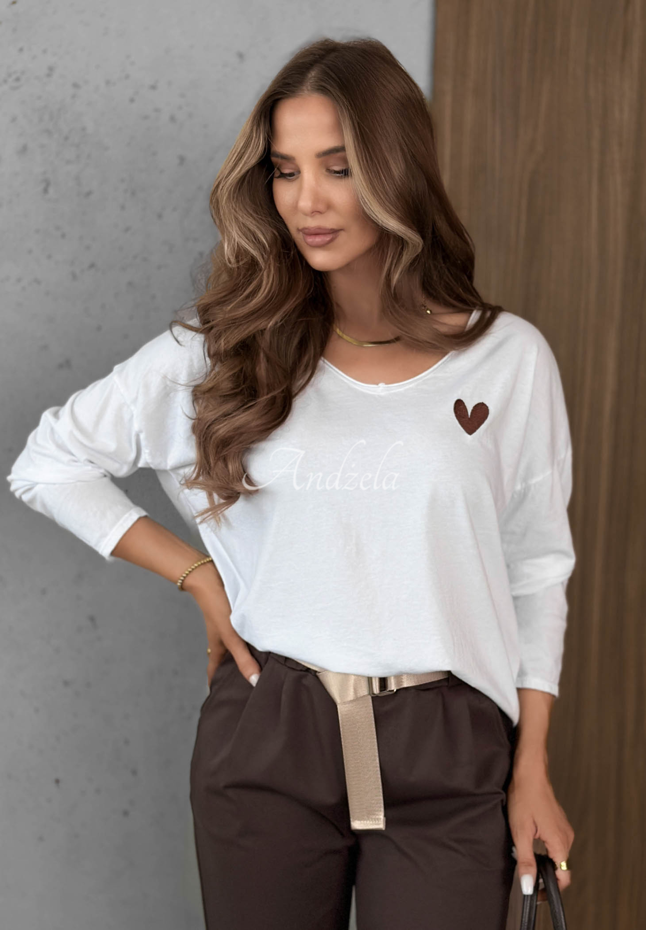 Oversize-Langarmbluse aus Baumwolle mit Herzmotiv Kissing Weiß