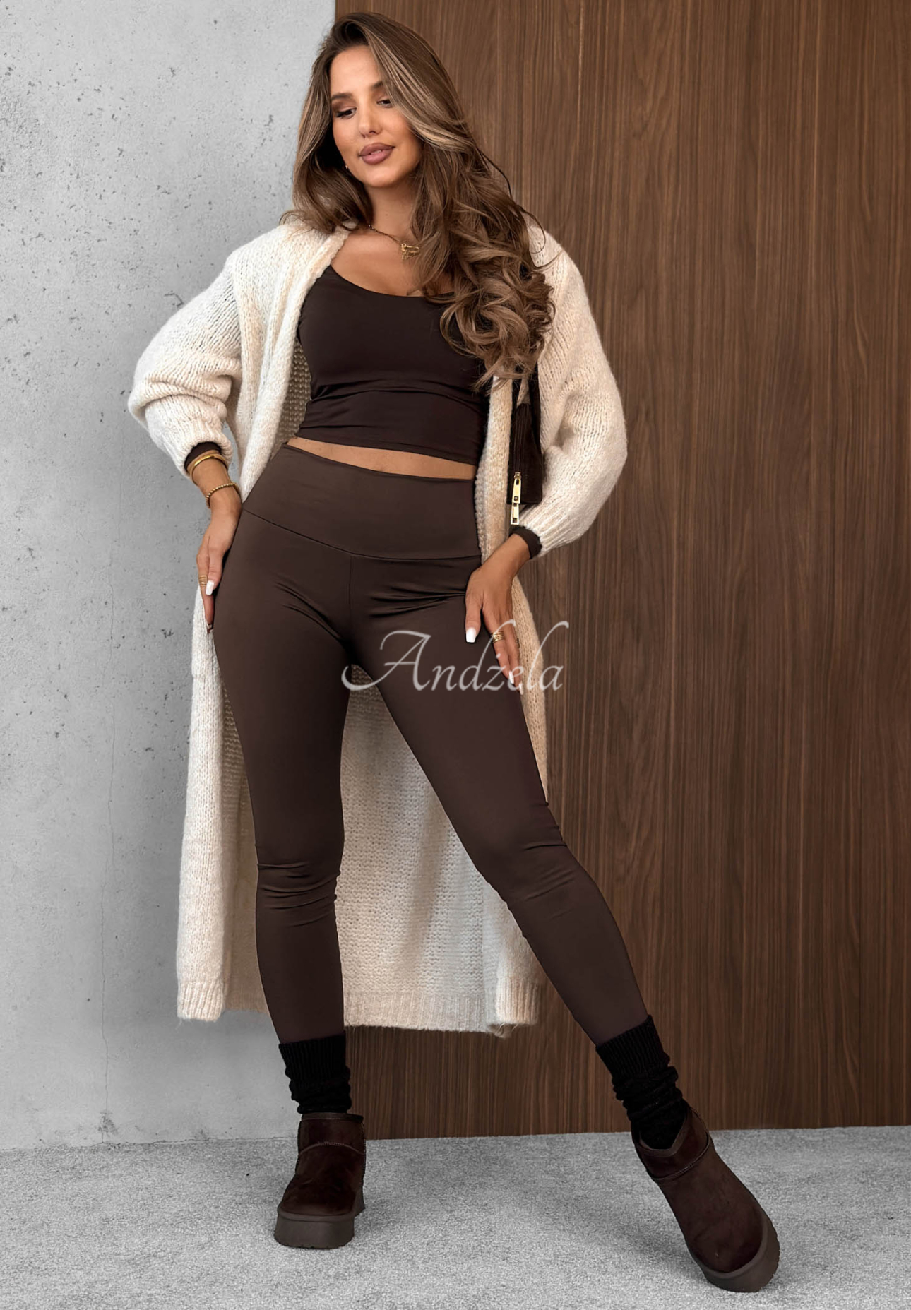 Leggins More Coffee Schokoladenbraun