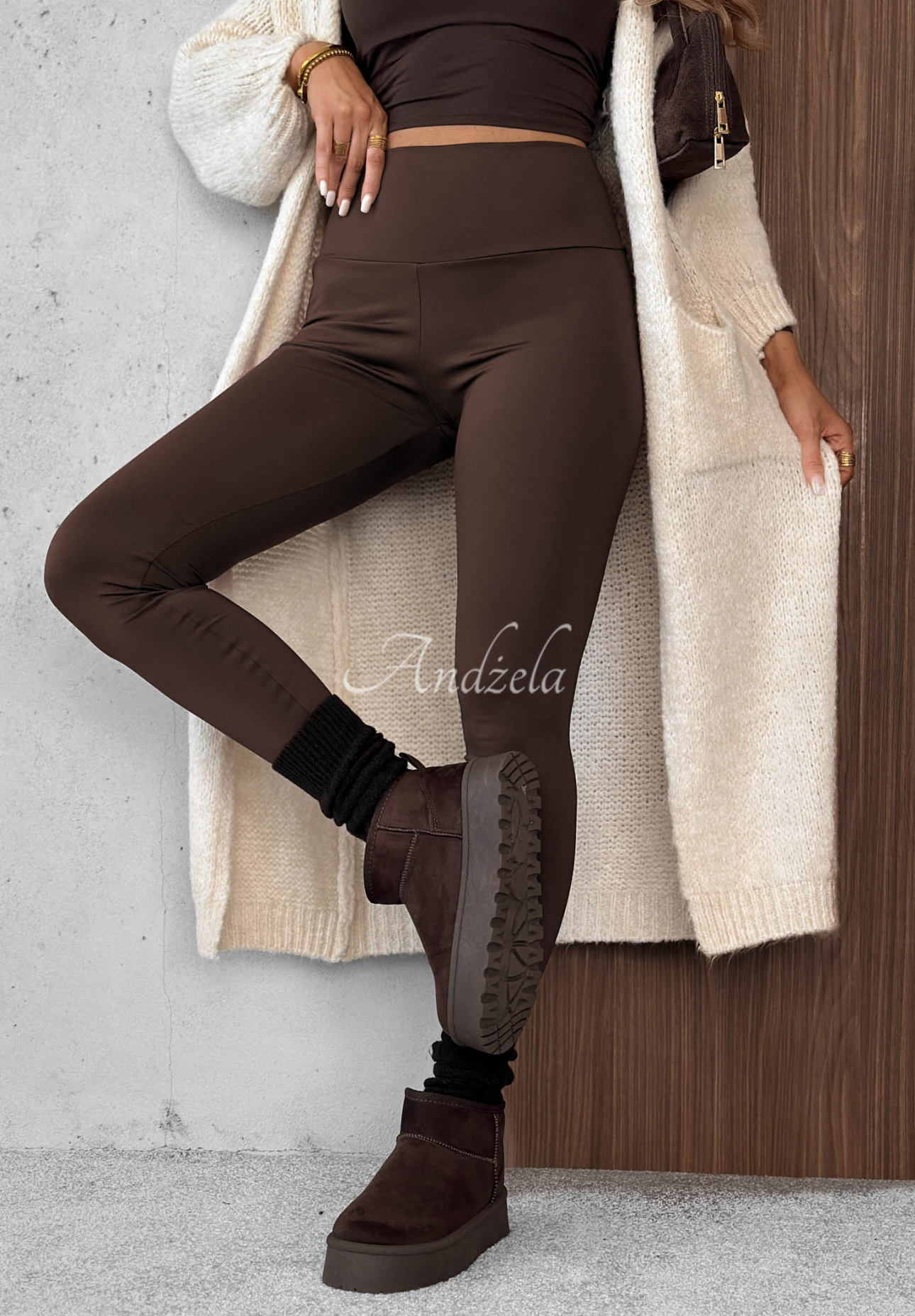 Leggins More Coffee Schokoladenbraun