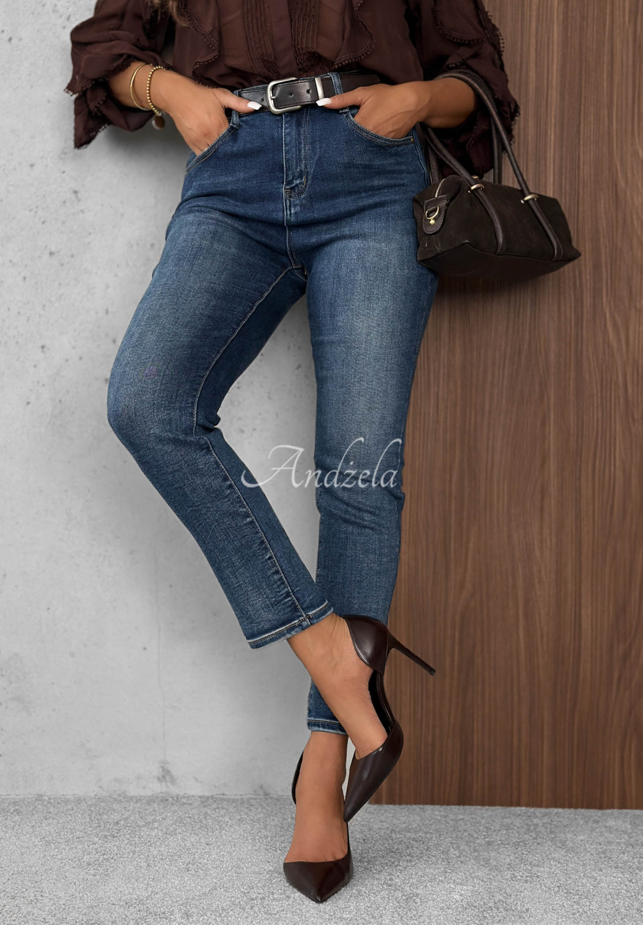 Jeanshose mit Gürtel Something Simple Blau