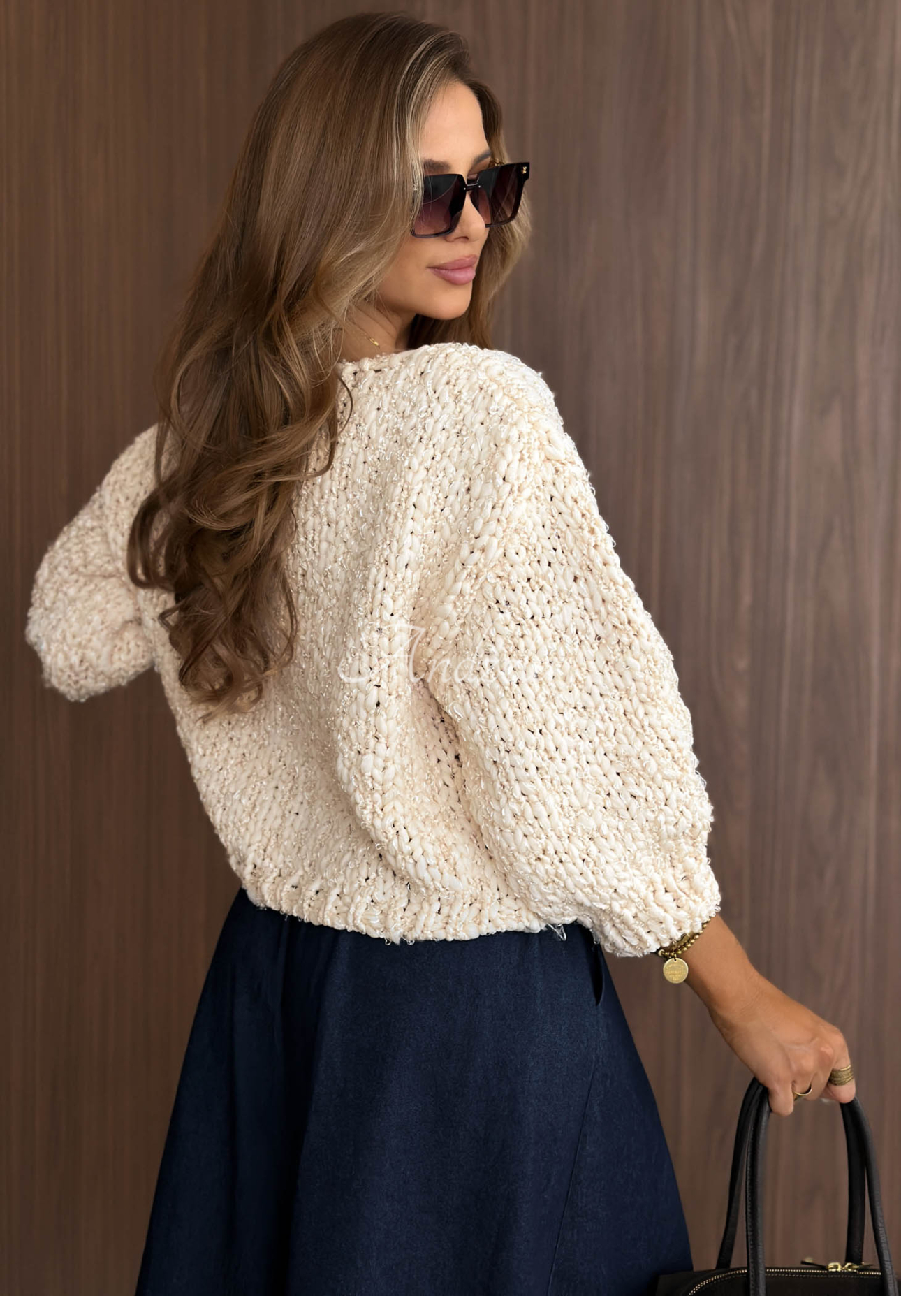 Pullover mit dekorativem Strickmuster Chic Darling Ecru