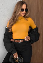 Bluse longsleeve z półgolfem Femme Desire Schokoladenbraun