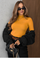 Bluse longsleeve z półgolfem Femme Desire Schokoladenbraun