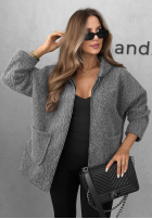 Jacke kożuszek z kapturem i kieszeniami Warm Comfort Grau