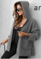 Jacke kożuszek z kapturem i kieszeniami Warm Comfort Grau