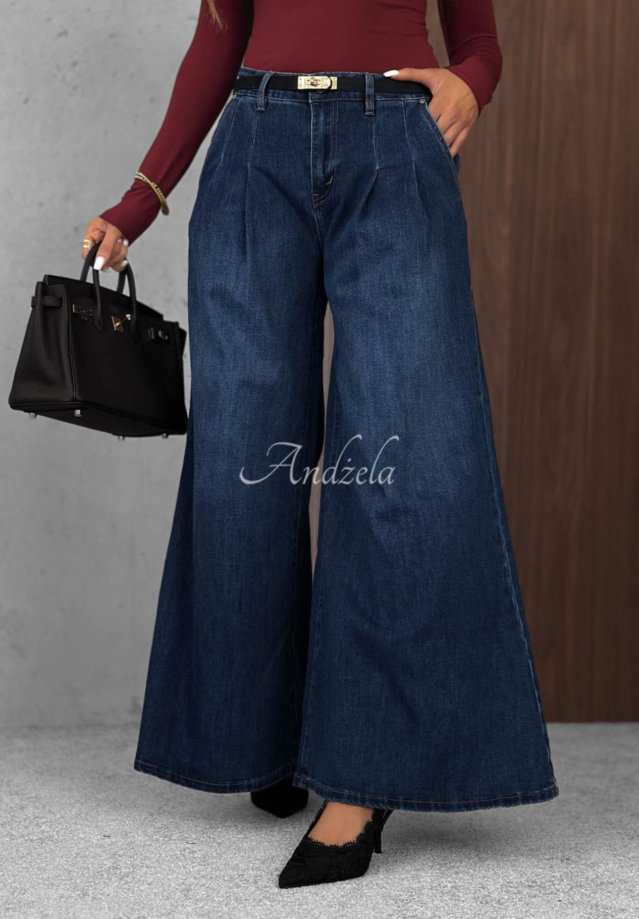 Jeanshose wide leg Quiet Tones dunkelblau