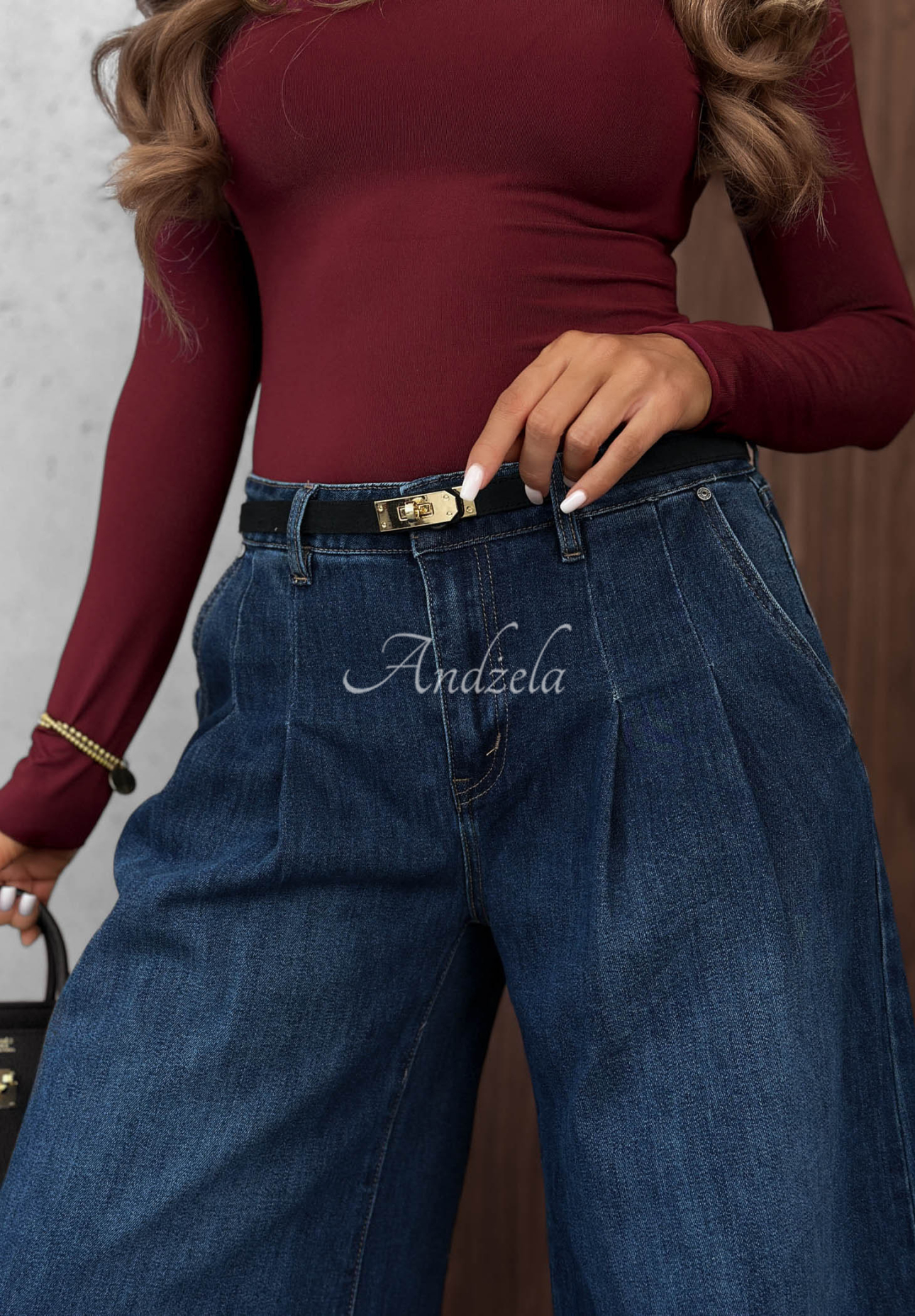 Jeanshose wide leg Quiet Tones dunkelblau