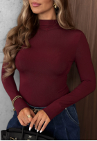 Bluse longsleeve z półgolfem Femme Desire Schokoladenbraun