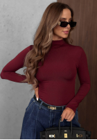 Bluse longsleeve z półgolfem Femme Desire Schokoladenbraun