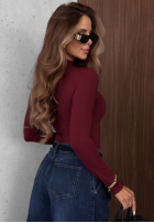 Bluse longsleeve z półgolfem Femme Desire Schokoladenbraun