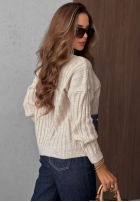 Prążkowany Pullover z jeansowymi kieszeniami Cozy Grace Schokoladenbraun