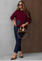 Prążkowany Pullover z jeansowymi kieszeniami Cozy Grace Schokoladenbraun